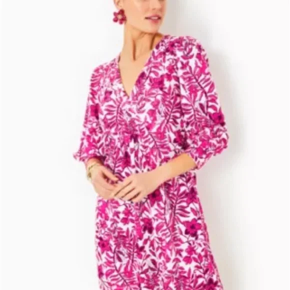 Lilly Pulitzer | Dresses | Lilly Pulitzer Pink Floral Swing Cotton Jersey  Dress | Poshmark